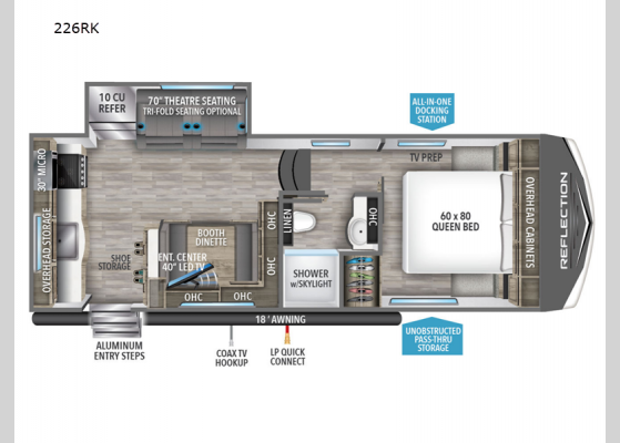 Floorplan - 2024 Reflection 150 Series 226RK Fifth Wheel