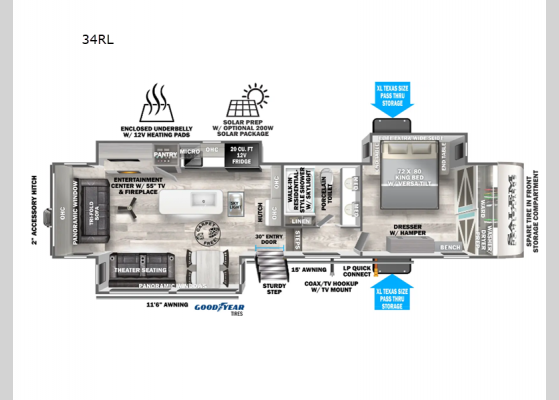 Floorplan - 2024 Salem Hemisphere Elite 34RL Fifth Wheel