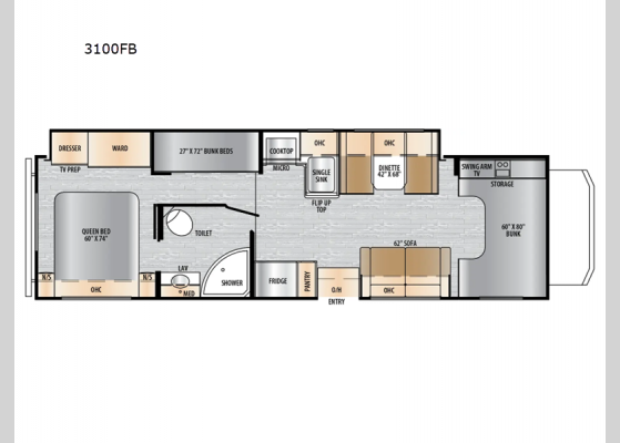 Floorplan - 2025 Entrada 3100FB Motor Home Class C