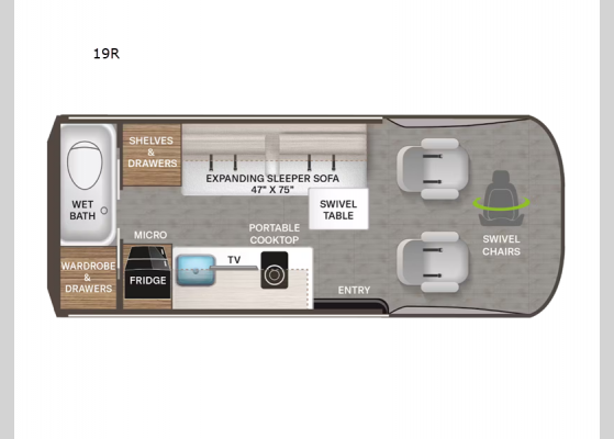 Floorplan - 2025 Sanctuary 19R Motor Home Class B - Diesel