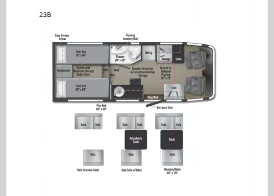 Floorplan - 2026 EKKO Sprinter 23B Motor Home Class C - Diesel