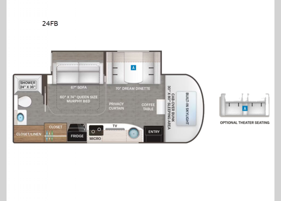 Floorplan - 2025 Delano Sprinter 24FB Motor Home Class C - Diesel