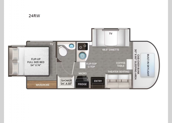 Floorplan - 2025 Delano Sprinter 24RW Motor Home Class C - Diesel