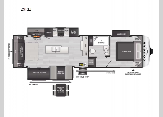 Floorplan - 2025 Cougar Half-Ton 29RLI Fifth Wheel