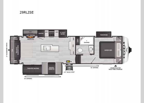 Floorplan - 2025 Cougar Half-Ton 29RLISE Fifth Wheel