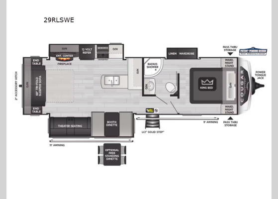 Floorplan - 2025 Cougar Half-Ton 29RLSWE Travel Trailer