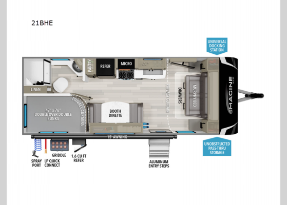 Floorplan - 2025 Imagine XLS 21BHE Travel Trailer