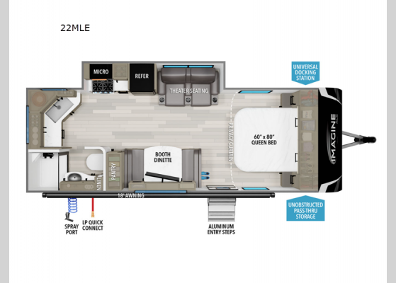 Floorplan - 2025 Imagine XLS 22MLE Travel Trailer