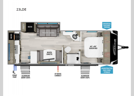 Floorplan - 2025 Imagine XLS 23LDE Travel Trailer