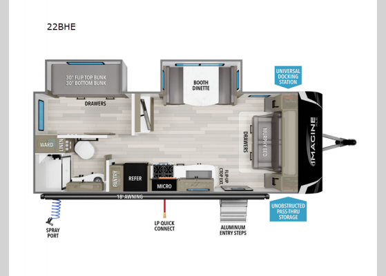 Floorplan - 2025 Imagine XLS 22BHE Travel Trailer