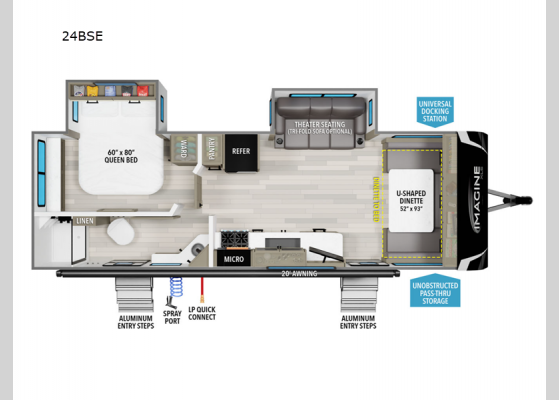 Floorplan - 2025 Imagine XLS 24BSE Travel Trailer