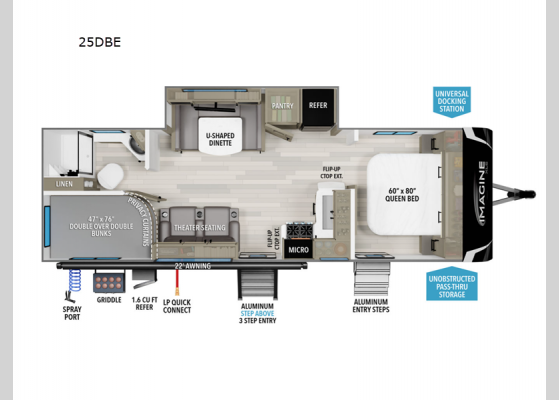 Floorplan - 2025 Imagine XLS 25DBE Travel Trailer