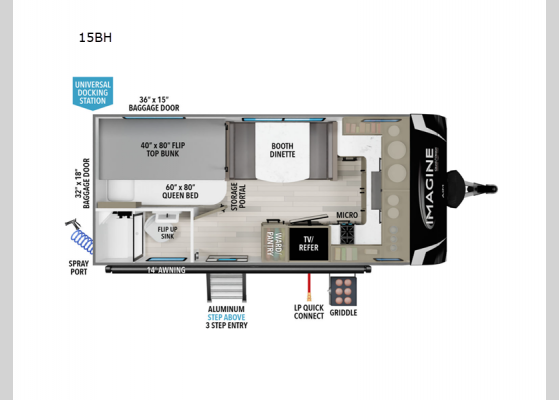 Floorplan - 2025 Imagine AIM 15BH Travel Trailer