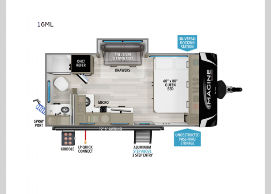 Floorplan - 2025 Imagine AIM 16ML Travel Trailer