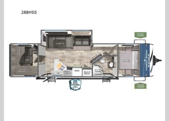 Floorplan - 2026 Puma 28BHSS Travel Trailer