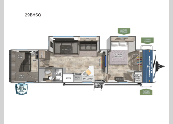 Floorplan - 2026 Puma 29BHSQ Travel Trailer