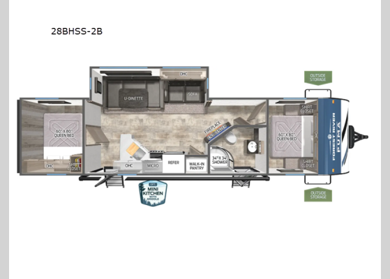 Floorplan - 2026 Puma 28BHSS-2B Travel Trailer