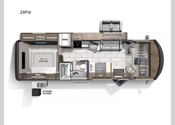 Floorplan - 2026 Mirada 29FW Motor Home Class A
