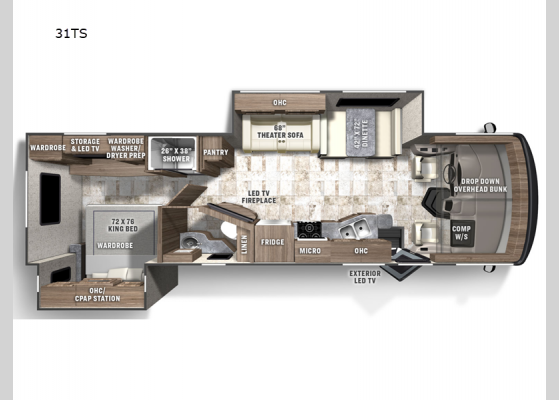 Floorplan - 2025 Pursuit 31TS Motor Home Class A