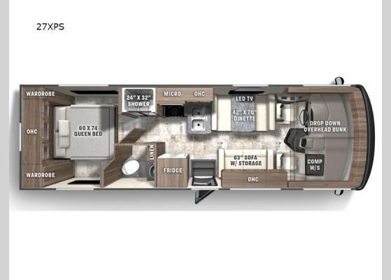 Floorplan - 2025 Pursuit 27XPS Motor Home Class A