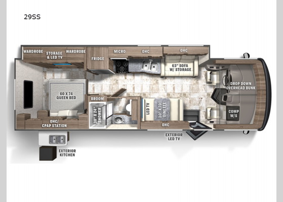 Floorplan - 2025 Pursuit 29SS Motor Home Class A