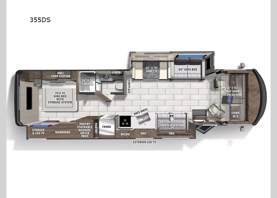 Floorplan - 2025 Encore 355DS Motor Home Class A