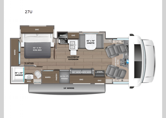 Floorplan - 2025 Esteem 27U Motor Home Class C