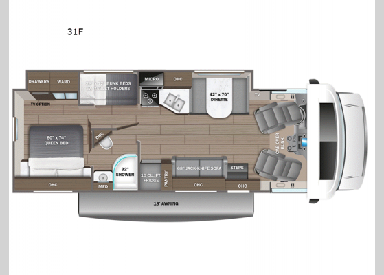 Floorplan - 2025 Esteem 31F Motor Home Class C