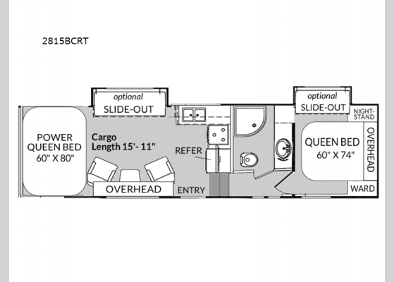 Floorplan - 2025 Blaze'n 2815BCRT Toy Hauler Fifth Wheel