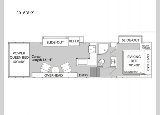 Floorplan - 2025 Blaze'n 3016BIKS Toy Hauler Fifth Wheel