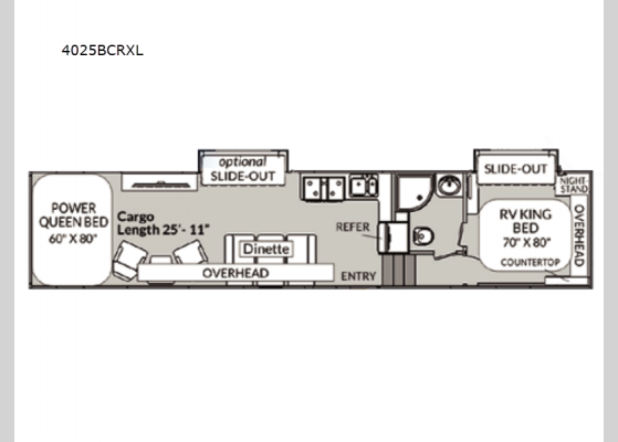 Floorplan - 2025 Blaze'n 4025BCRXL Toy Hauler Fifth Wheel