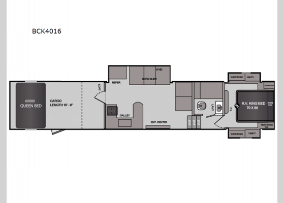 Floorplan - 2025 Blaze'n BCK4016 Toy Hauler Fifth Wheel