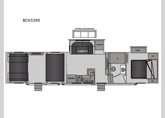 Floorplan - 2025 Blaze'n BCKS395 Toy Hauler Fifth Wheel