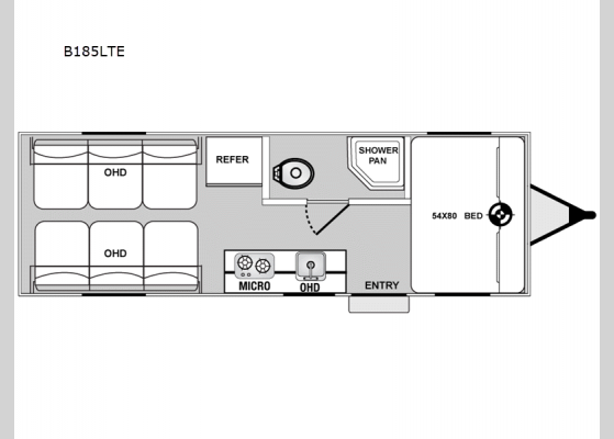 Floorplan - 2025 Blaze'n B185LTE Toy Hauler Travel Trailer