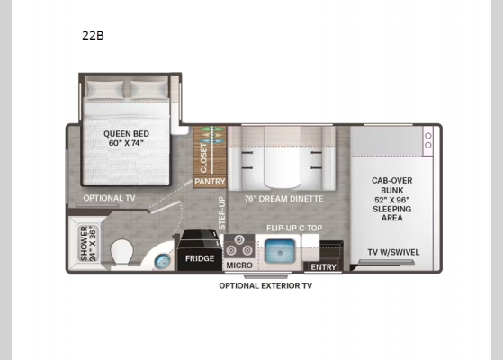 Floorplan - 2025 Chateau 22B Motor Home Class C