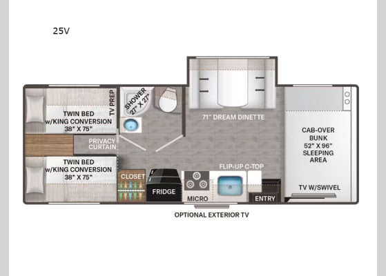 Floorplan - 2025 Chateau 25V Chevy Motor Home Class C