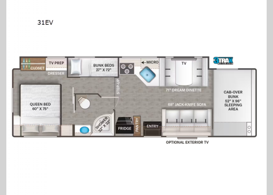 Floorplan - 2025 Chateau 31EV Motor Home Class C