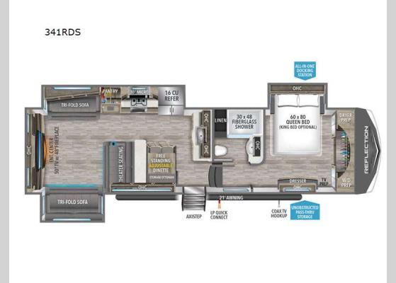 Floorplan - 2024 Reflection 341RDS Fifth Wheel