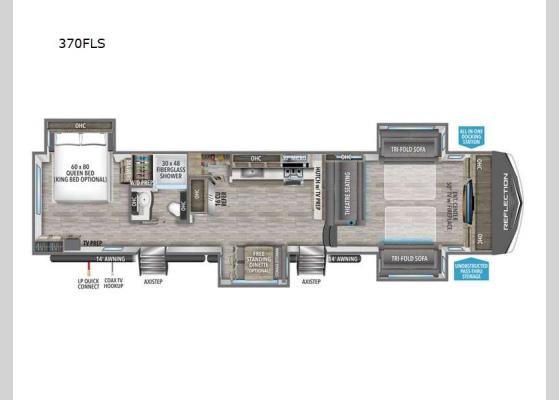 Floorplan - 2024 Reflection 370FLS Fifth Wheel