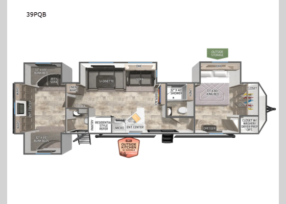 Floorplan - 2026 Puma Vista 39PQB Destination Trailer