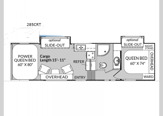 Floorplan - 2024 MGM 285CRT Toy Hauler Fifth Wheel