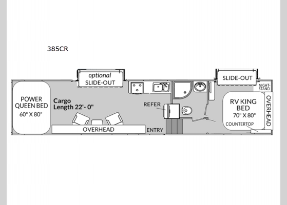 Floorplan - 2024 MGM 385CR Toy Hauler Fifth Wheel