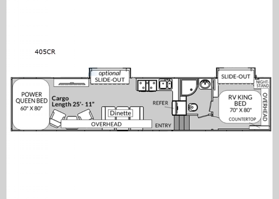 Floorplan - 2024 MGM 405CR Toy Hauler Fifth Wheel