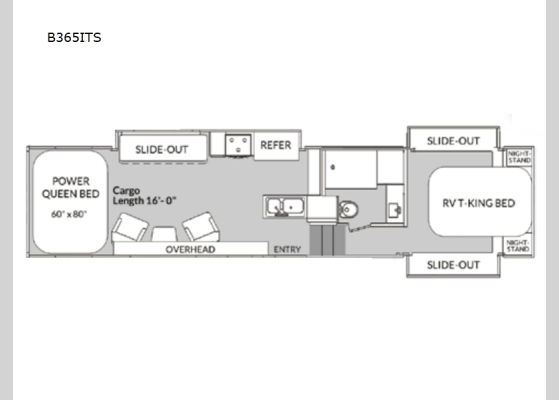 Floorplan - 2024 MGM B365ITS Toy Hauler Fifth Wheel