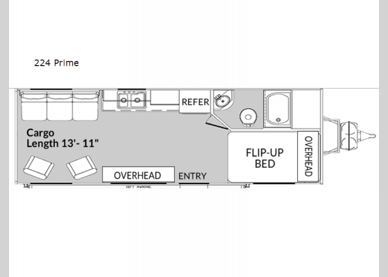 Floorplan - 2024 MGM 224 Prime Toy Hauler Travel Trailer