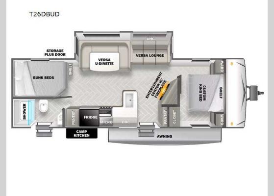 Floorplan - 2025 Wildwood T26DBUD Travel Trailer