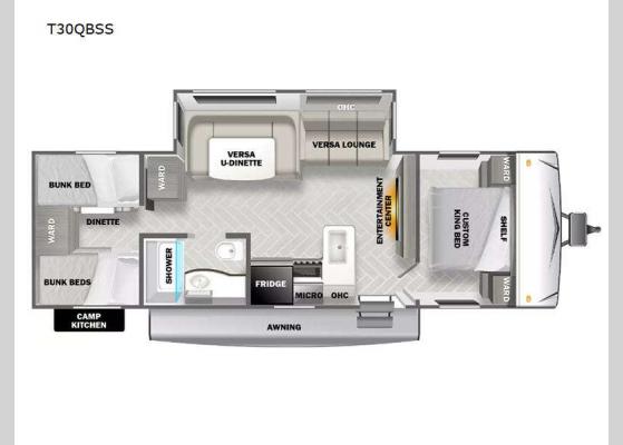 Floorplan - 2025 Wildwood T30QBSS Travel Trailer