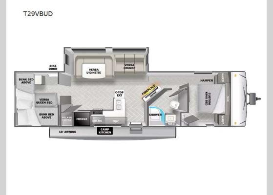 Floorplan - 2025 Wildwood T29VBUD Travel Trailer