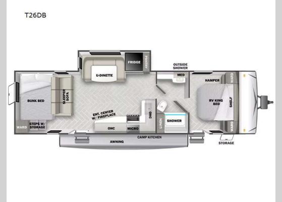 Floorplan - 2025 Wildwood T26DB Travel Trailer