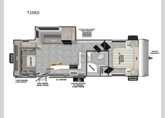 Floorplan - 2025 Wildwood T25RD Travel Trailer